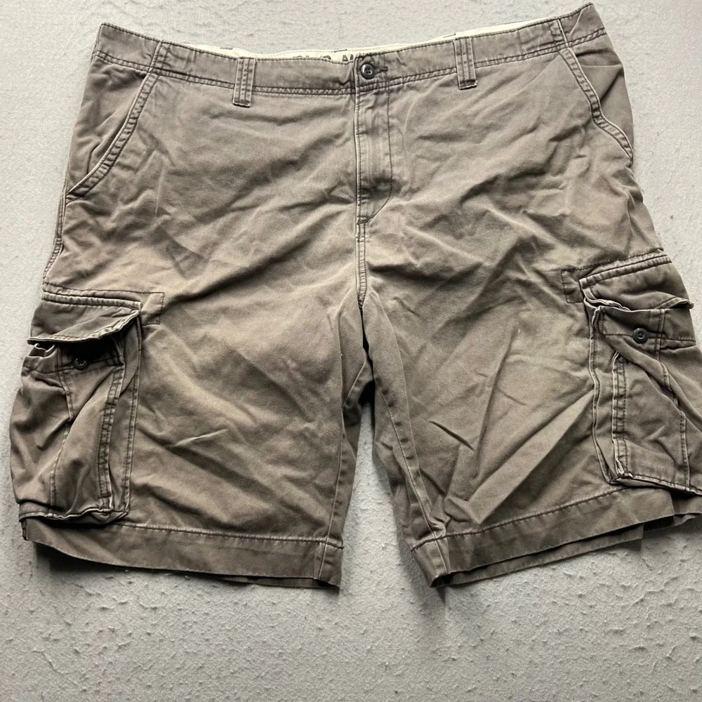 Vintage Old Navy Mens Cargo Shorts Brown Gray Cotton Twill 44 Tall 2038